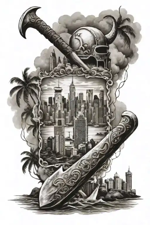 India Miami New York City Skyline Ocean Jewish Viking With Axe