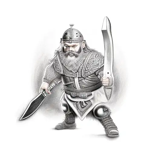 Bearded Dwarf Warrior Holding An Axe