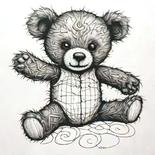 Teddy Bear Stitching Its Back Up