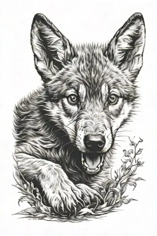 Aggressive Wolf Pup Play