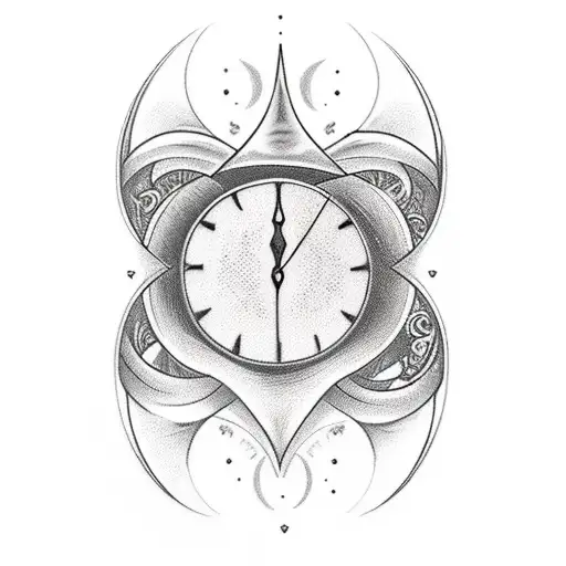 Hourglass With A Small Crescent Moon Emblem On The Frame