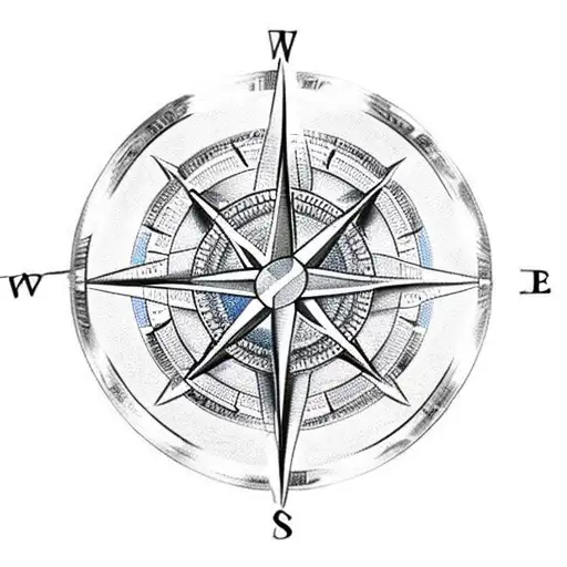 Detailed Trident In A Compass With A World Map Background
