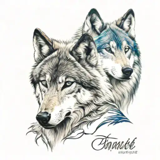 Wolf With Scar And Blue Eyes And Family