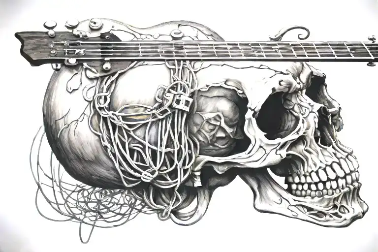 Skull And Guitar Strings Forming