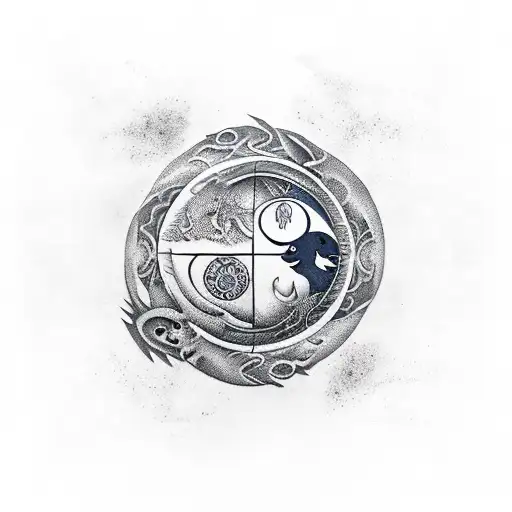 Yin Yang Pirate Brigantine Ship Trees Ocean