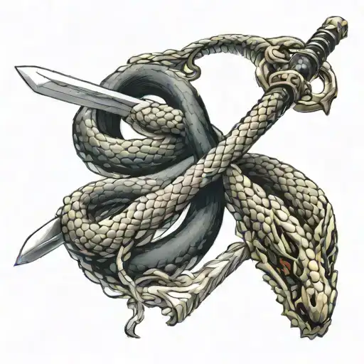 Katana And Snake Wrapped