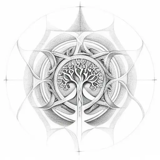 Tree Of Life With Sacred Geometry