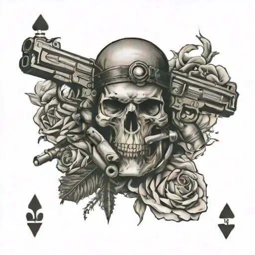 Skull Cards Two Guns