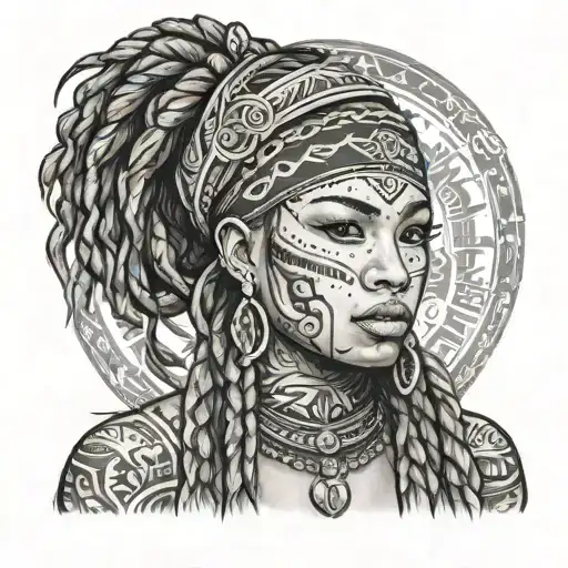 Azteca Gangster Girl With Braids And A Bandana On Her Face