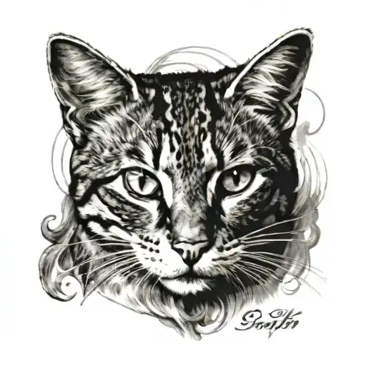 Black And White Cat Face Surrounded With The Name Seliph