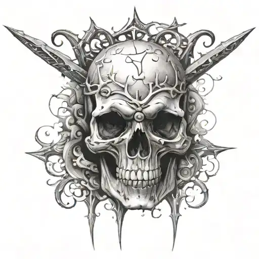 Skull With A Trident Through The Middle Of The Skull