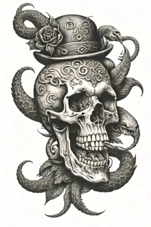 Skull With Snakes