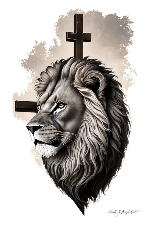 Cross With A Lion Head