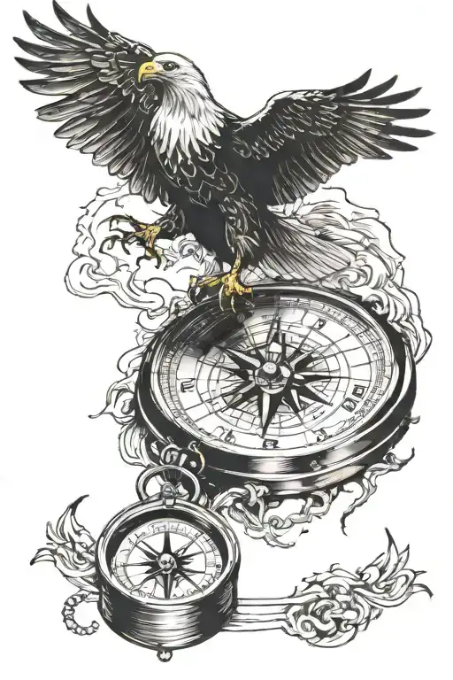 Compass And A Eagle Perched On Top