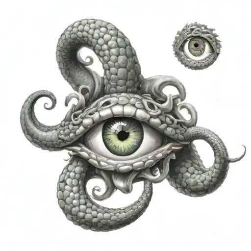 Medusa With Eyeball In Her Mouth Open And Tongue