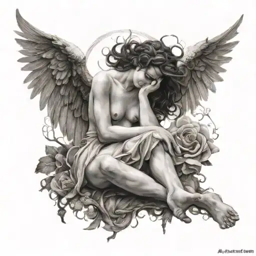 Fallen Angel By Alexandre Cabanel With Corona De Espinas