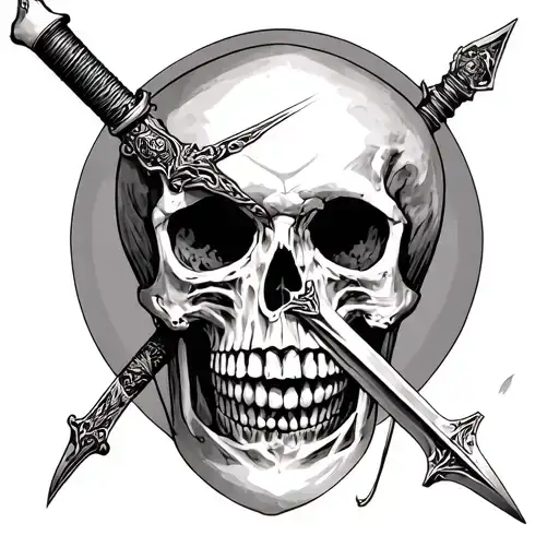 A Sword And A Skeleton Skull