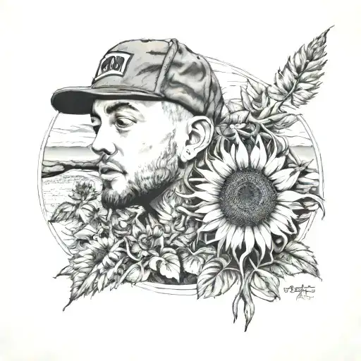 Mac Miller Holding A Sunflower Field
