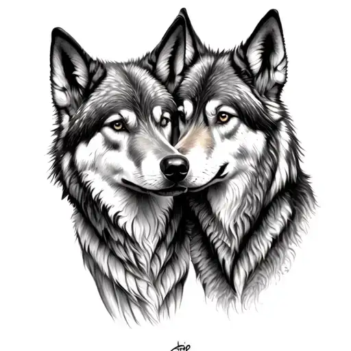 Wolf Couple In Love Written To