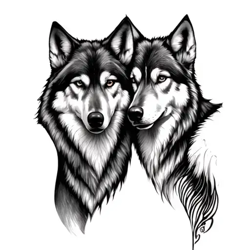 Wolf Couple Who Love Each Other