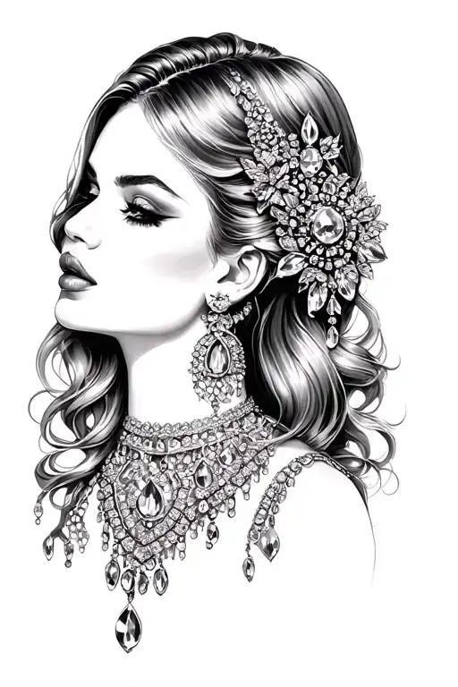 Female Portait With Jewels Hanging