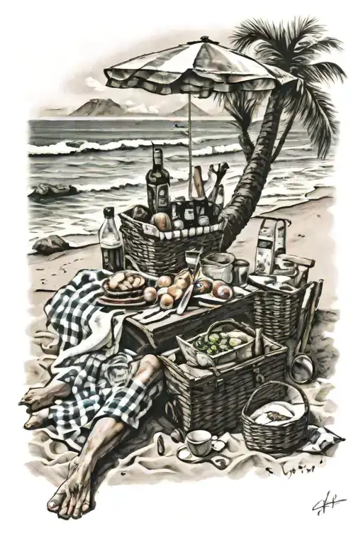 Picnic On The Beach Scene