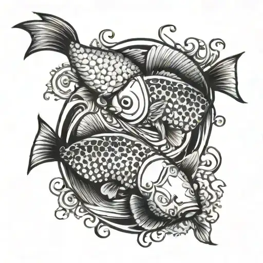 Two Fish Swiming Around Eachother In Yin Yang Sign
