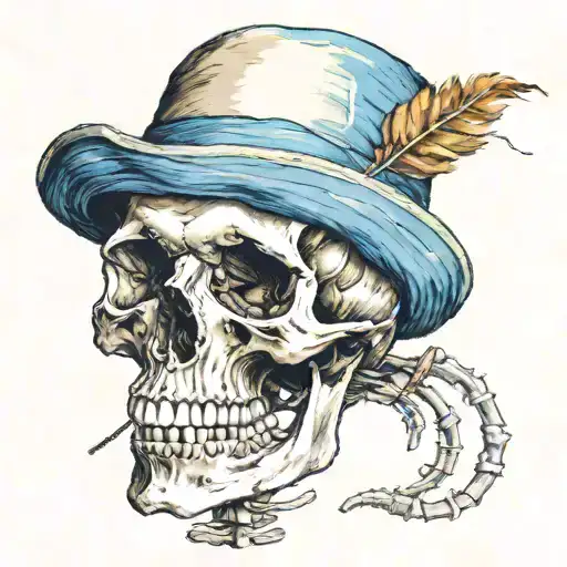 Van Gogh Skeleton With Cigarette Painting With An Eagle Headdress