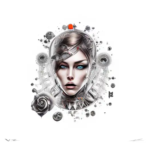 Women Face Abstract In Black And Orange