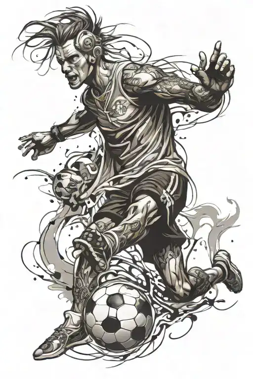 A Mythical Creature Playing Electronic Games While Listening To Music And Kicking A Soccer Ball