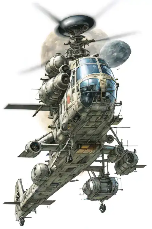 Helicopter Flying To Space Surrounded