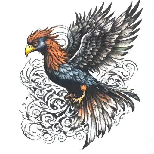 Phoenix Rising From Healing Hands Holding