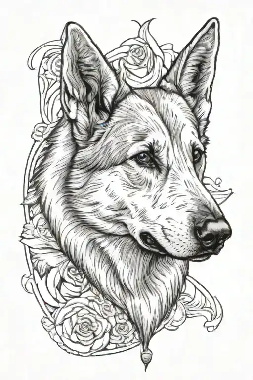 White German Shepherd Dog Outline