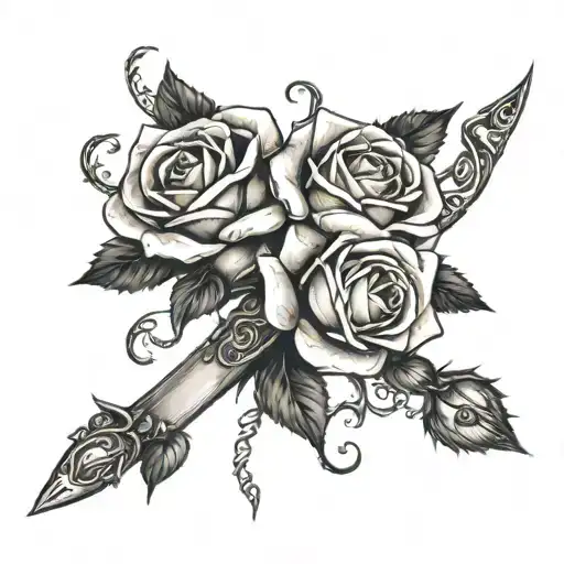Dagger Roses Intertwined
