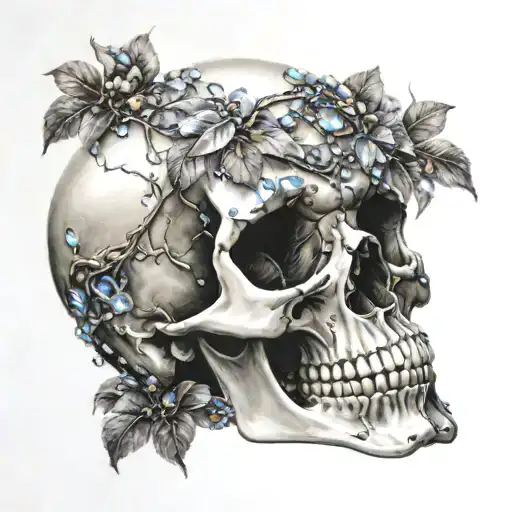Skull With Crystals Growing Out Of It