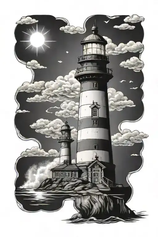 Lighthouse Shining With Taje In Writing Through It