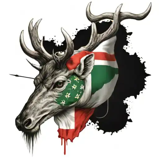 The Italian Flag With A Deer And A Bass Fish Hook