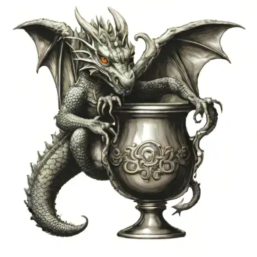 Dragon Coming Out Of A Chalice Made With Two Feet Of A Baby