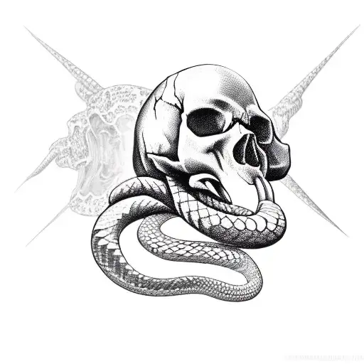 Skull With Snake Coming Out