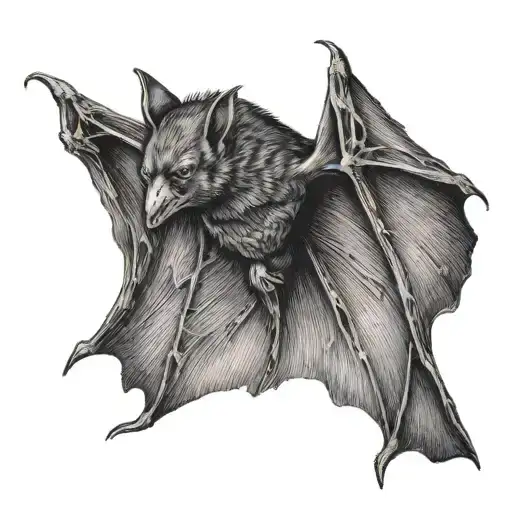 A Sexy Bat With Big Wings Flying