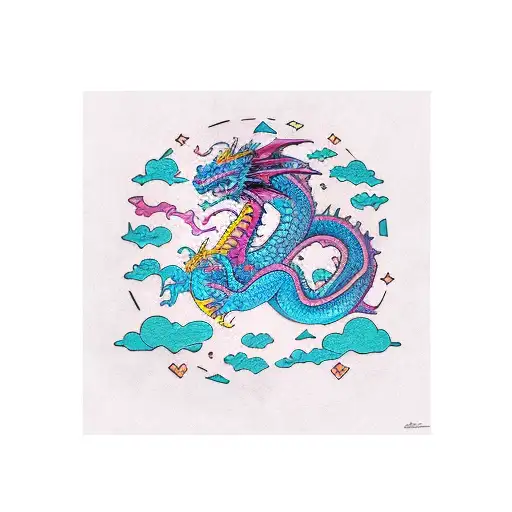 Dragon Gothic Girl In Space Colourful