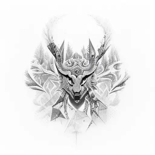 Forest With Geometrical Shapes Around It