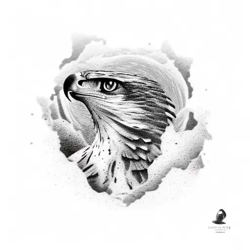 Desert Mountains And Hawk