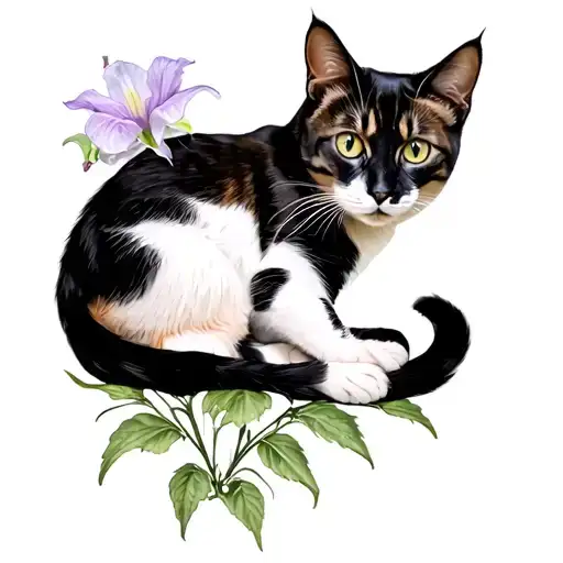 Sweet Pea Flower With My Cat Sitting