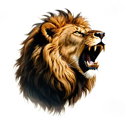 I Want A Tattoo A Realistic Lion Roaring About 15X15 In The Upper Right Of The Back
