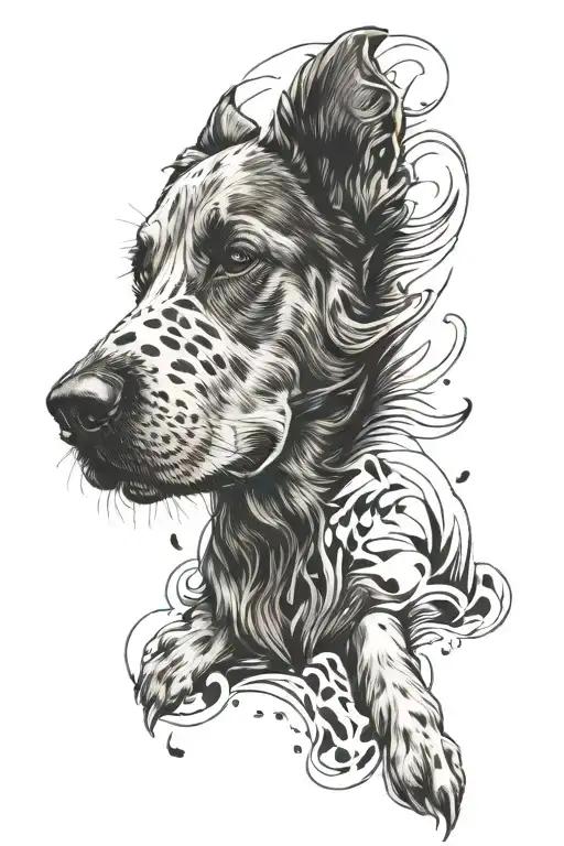 A Paw Print Of My Dog Together With Her Head Surrounded