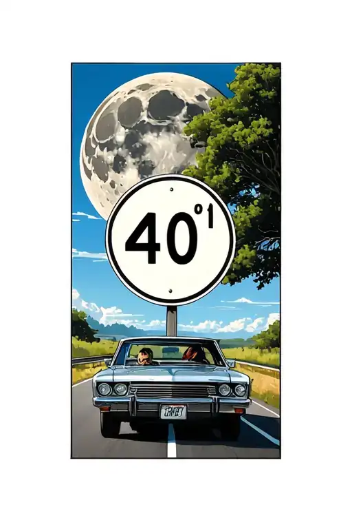 Riding In A Car Speed Limit 40 Mph Moon In The Distance