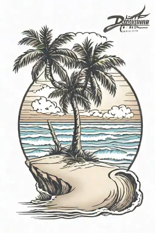 Biblical Theme With Beach Scene With Palm