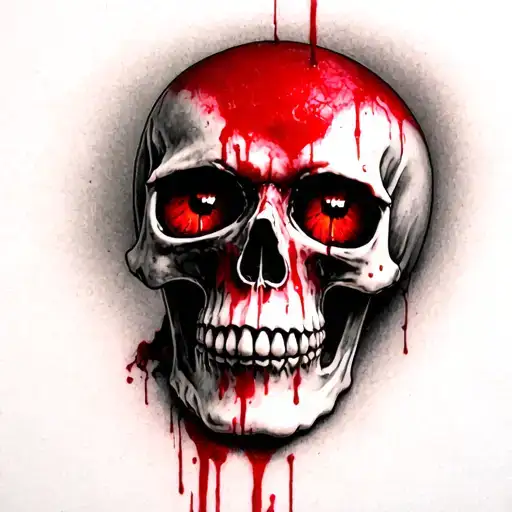 Skull With Blood From Eyes