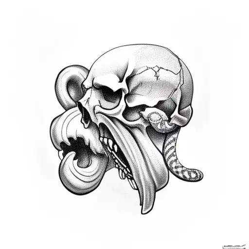 Skull With Snake Coming Out Mouth